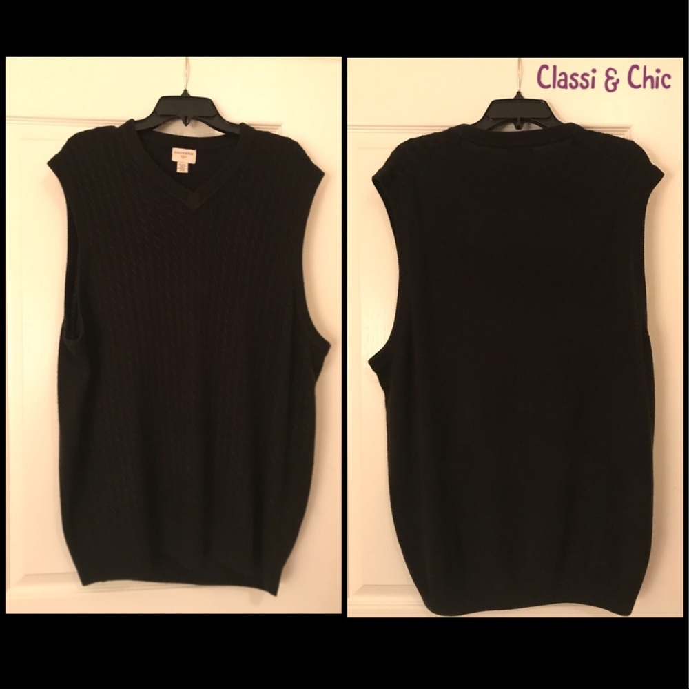 Men's Cable-Knit Black Sweater Vest